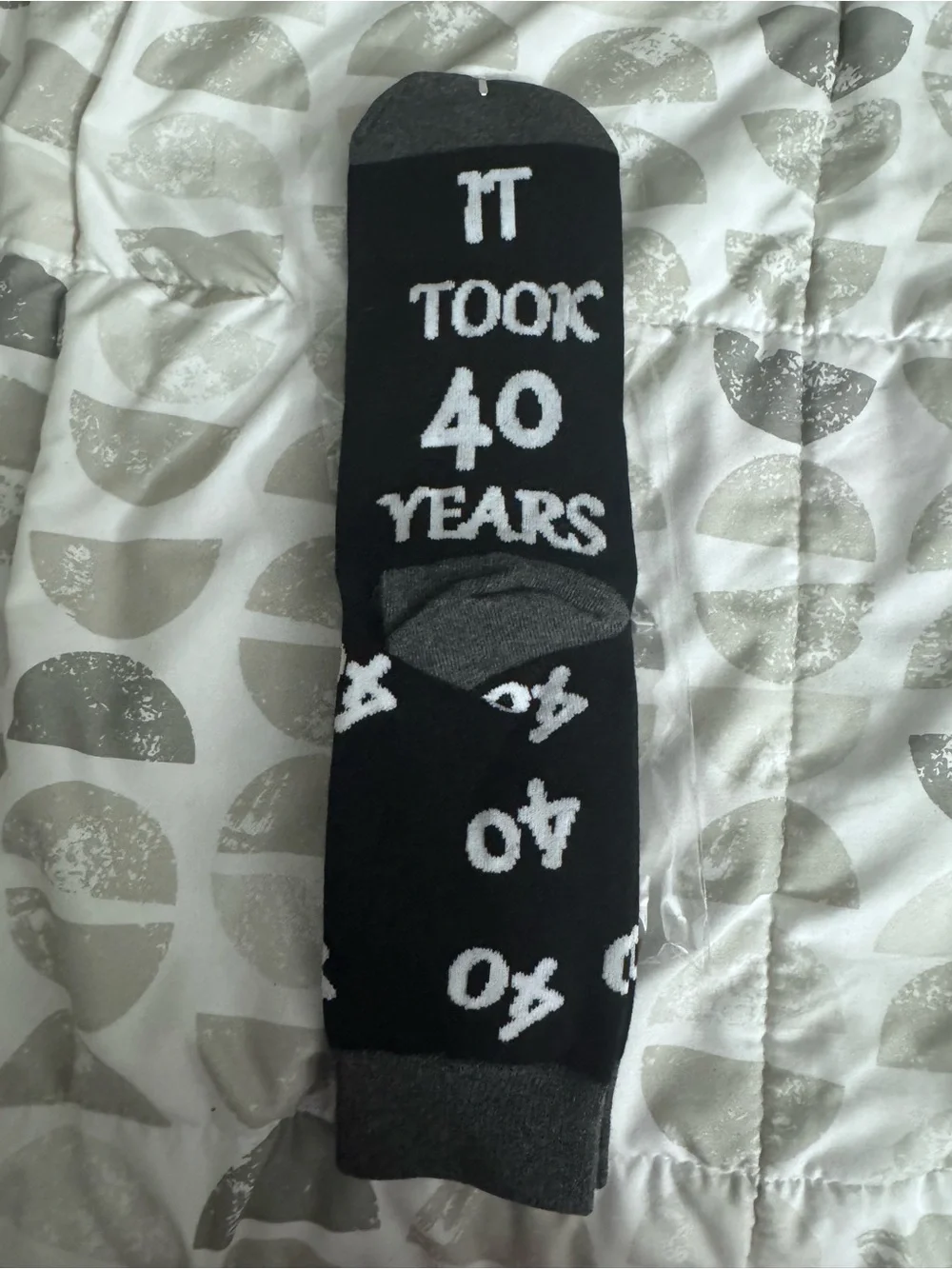 Black 'It Took 40 Years' Novelty Socks